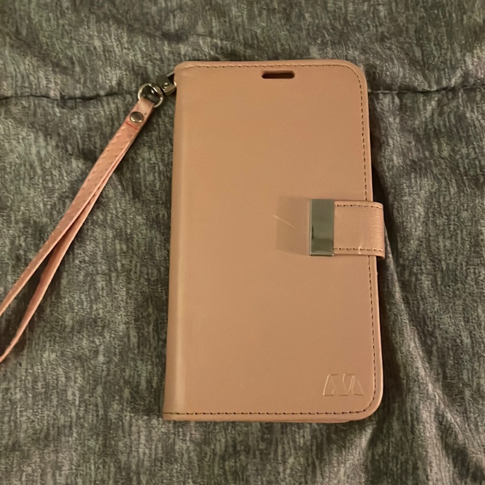 iPhone, 11 promax phone case coral pink  colored wallet phone case